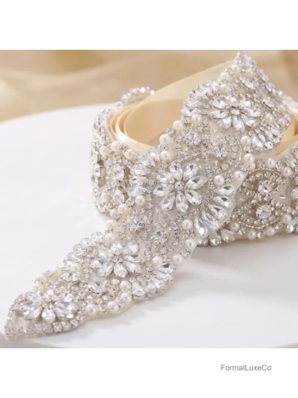 AAAA Crystal Rhinestone Wedding Belt Applique Iron On Sew On